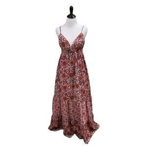 Forever 21 Women's M Medium Maxi Dress Boho Multi Print Empire Waist Romantic